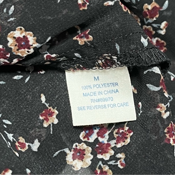 NWOT M Passport Women’s Floral Print Bohemian Festival Shirt Top 100% Polyester - Picture 5 of 6